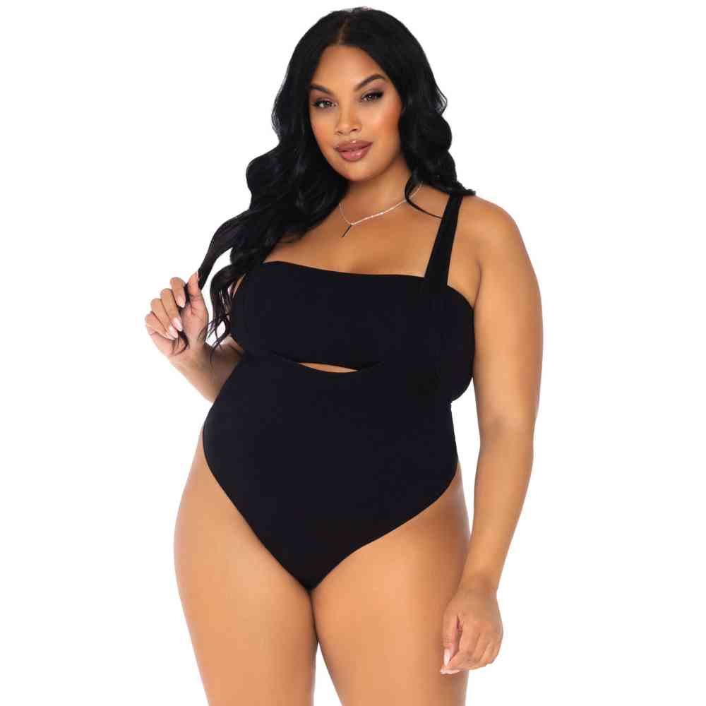 Leg Avenue - Opaque Bandeau Suspender Bodysuit - Zwart